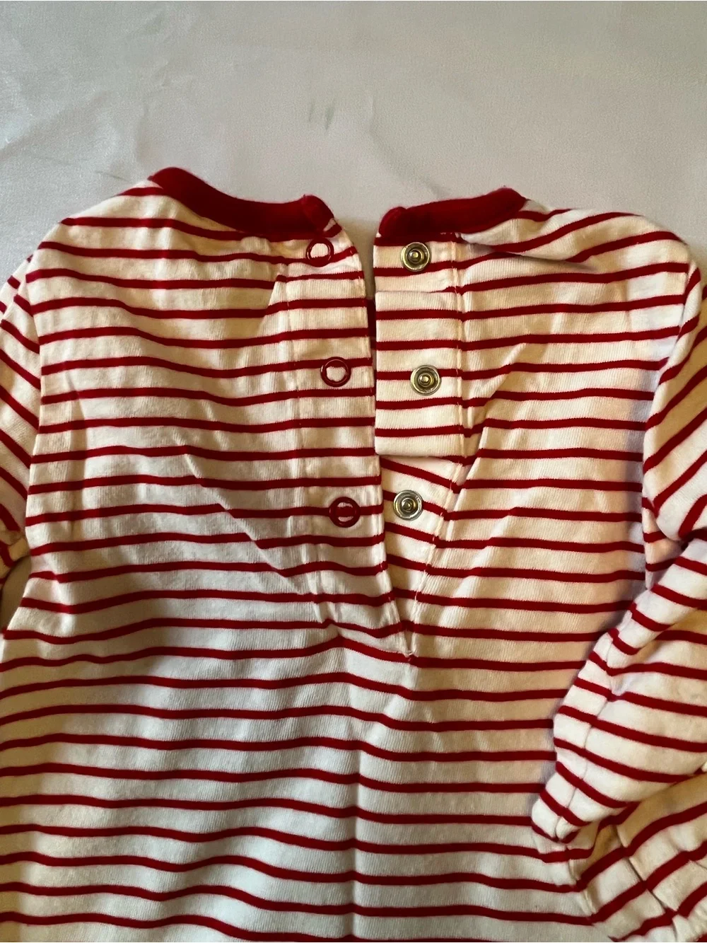 Baby Boden Red and White Striped Bodysuit